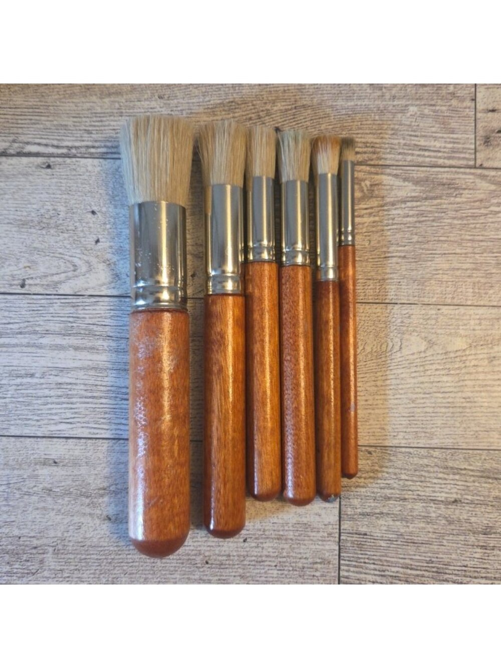 6 Stencil Brush Set The Great Wall 4 and 2 Used 5"-6" Long Handles - Picture 9 of 9
